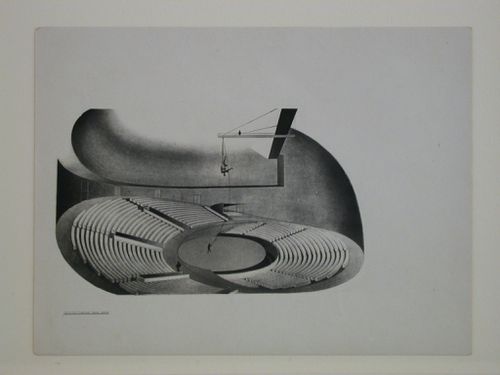 Photograph of a perspective drawing for the hall for a Red Army Theater, Moscow