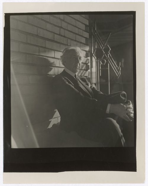 Portrait of Frank Lloyd Wright in the Hanna House, Palo Alto, California, United States