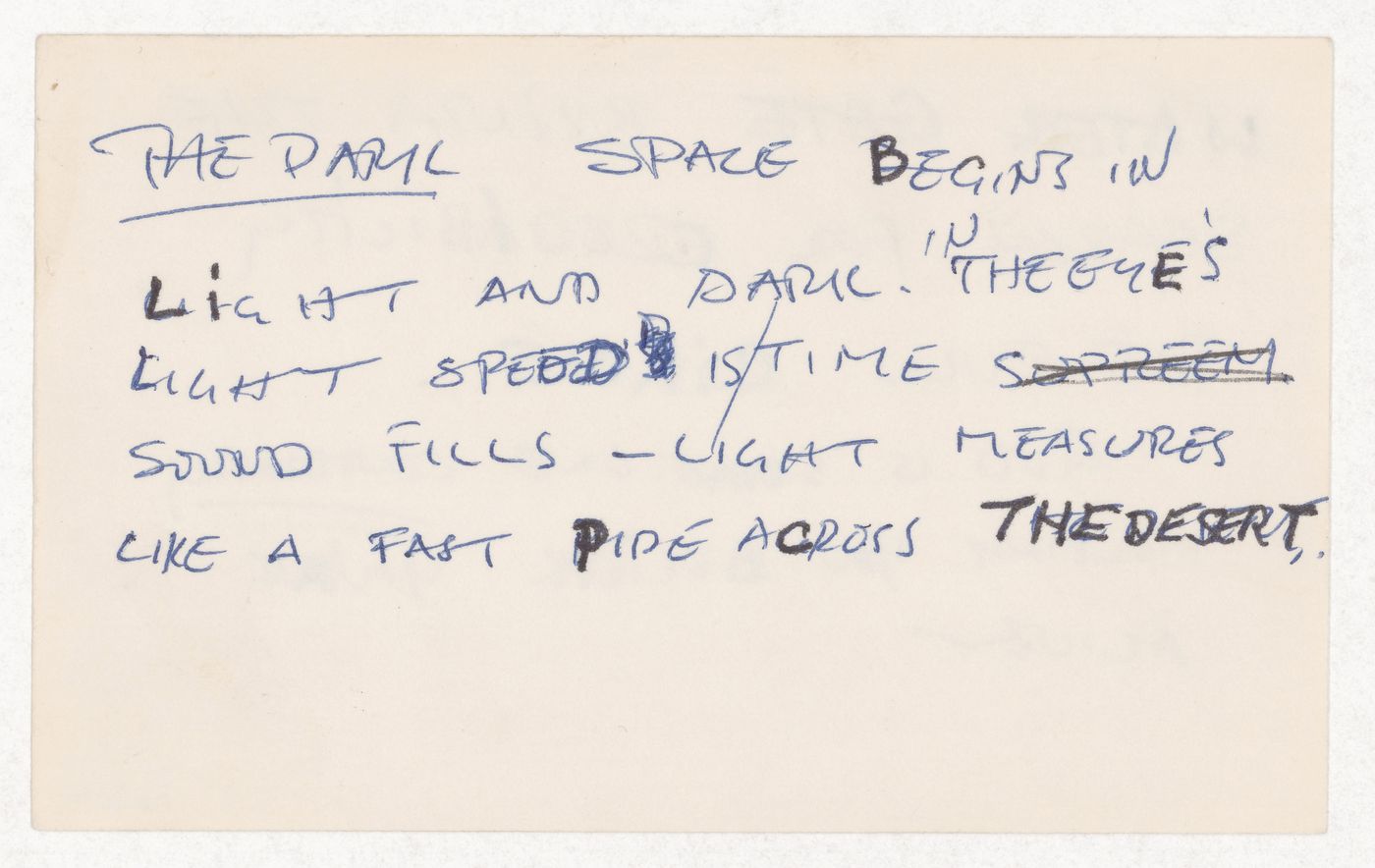 The dark space begins in light and dark...; [verso]: Water gate brings the search for credibility the gull circle...