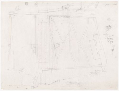 Plan, elevations and sketch details for Parque de Santo Domingo de Bonaval, Santiago de Compostela, Spain