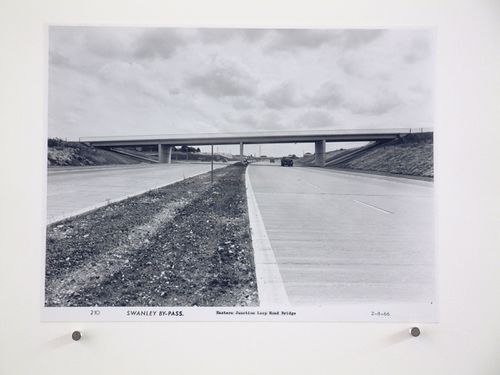 View of eastern junction loop road bridge, during construction of the Swanley Bypass, England