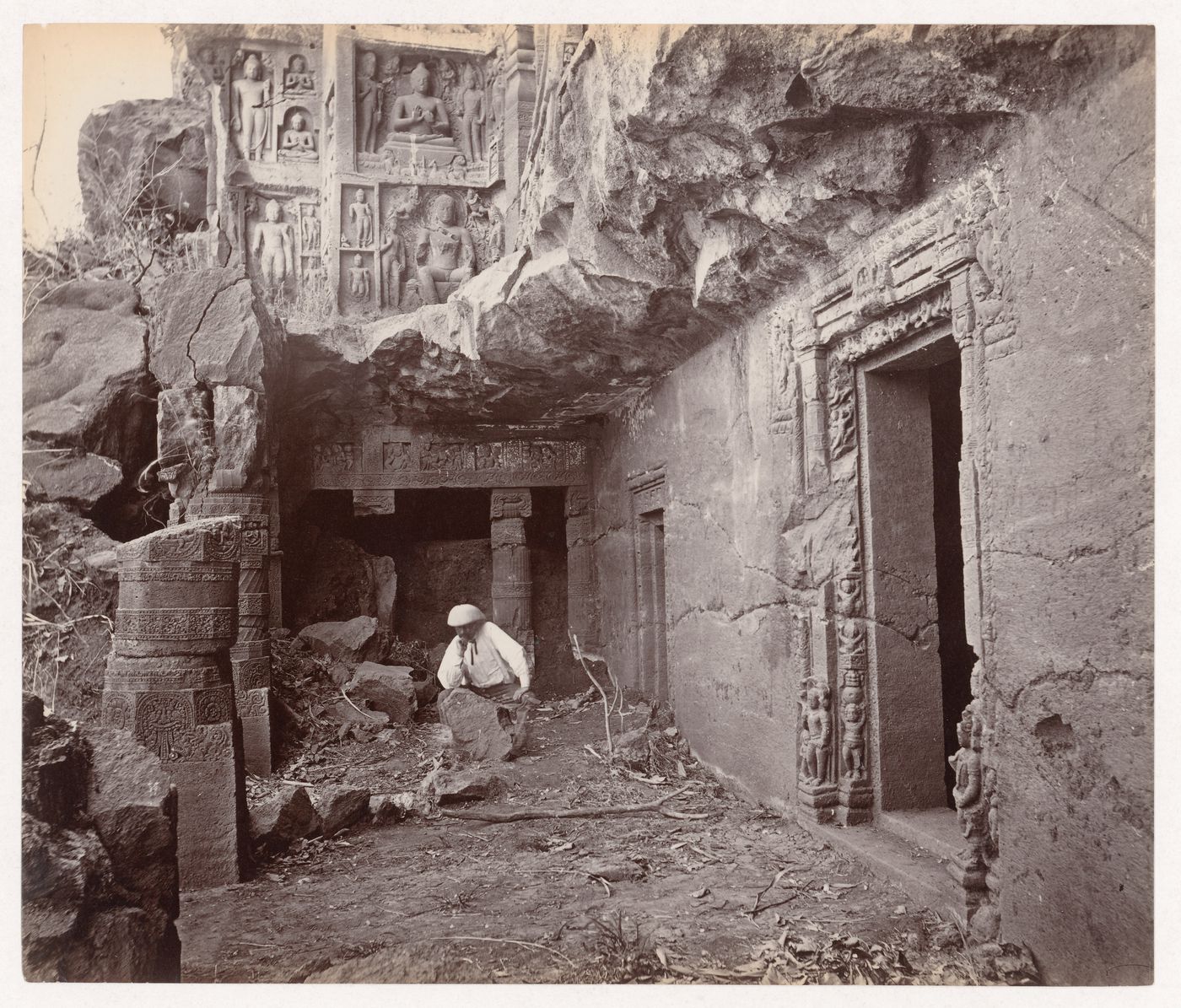 View of the portico of Cave 26, Ajanta, India