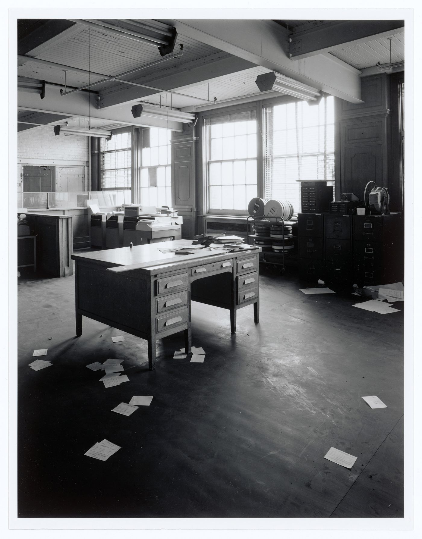 Interior view of the main office area on the second floor of the administration building of the Belding Corticelli Spinning Mill, Montréal, Québec