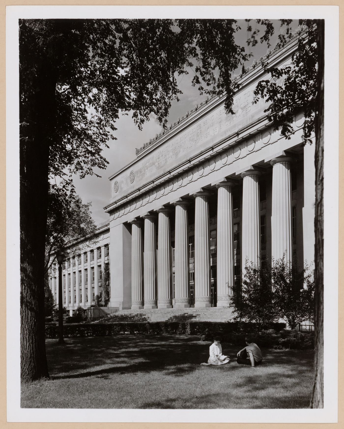 View of the main entrance to Angell Hall, 435 State Street, University of Michigan, Ann Arbor, Michigan