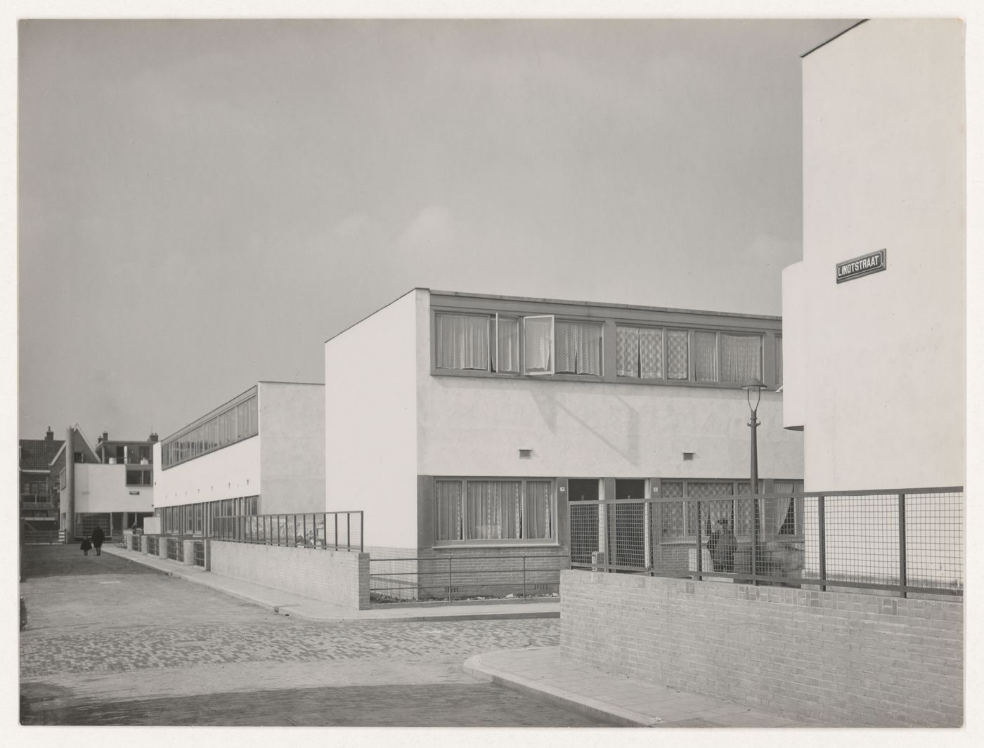 View of the principal façade of Kiefhoek Housing Estate showing the waterworks, Rotterdam, Netherlands