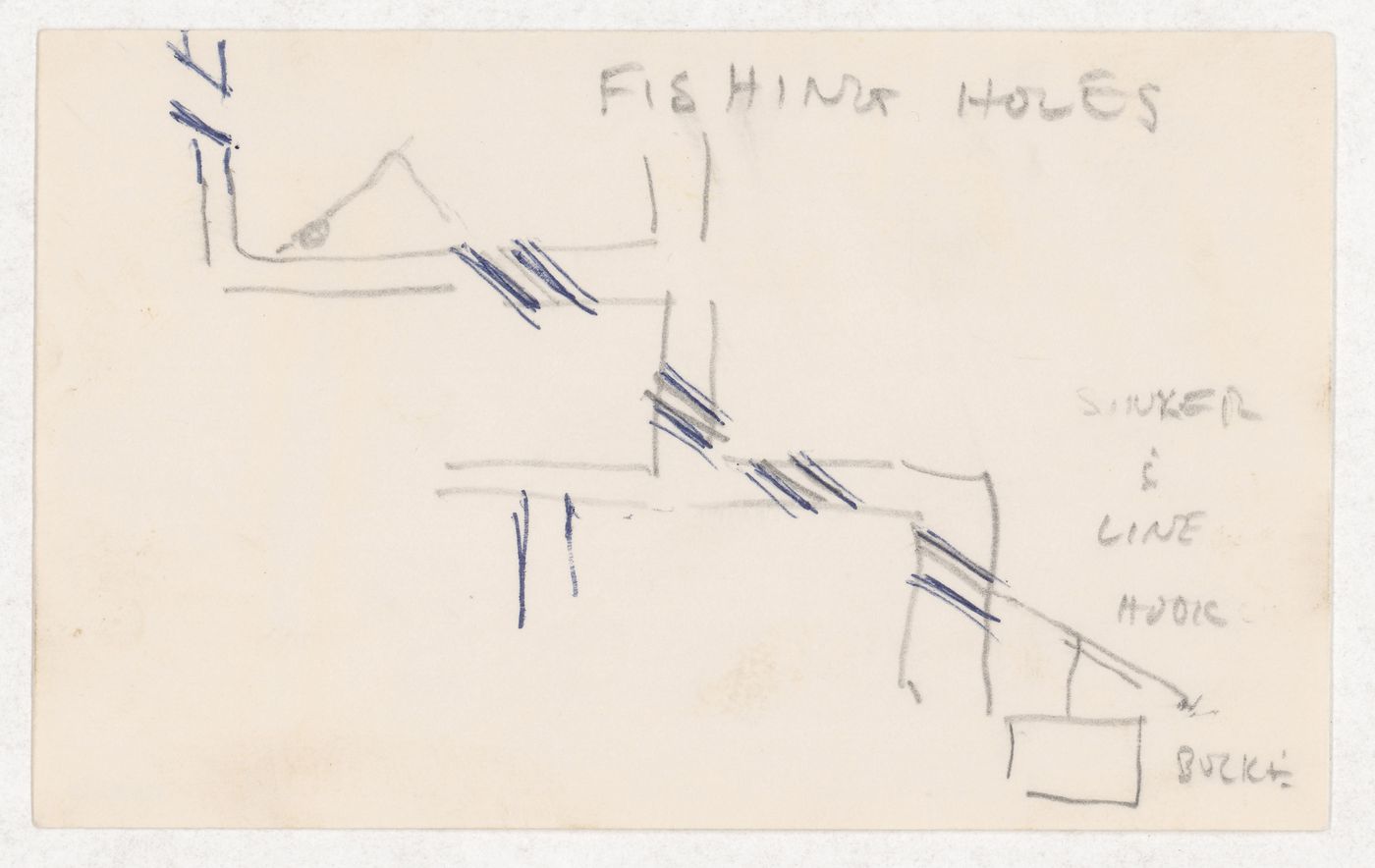 Fishing holes sinker & line hook bucket