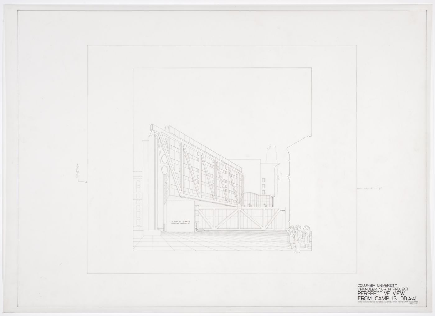 Chandler North Building, Department of Chemistry, Columbia University, New York, New York: perspective view from campus