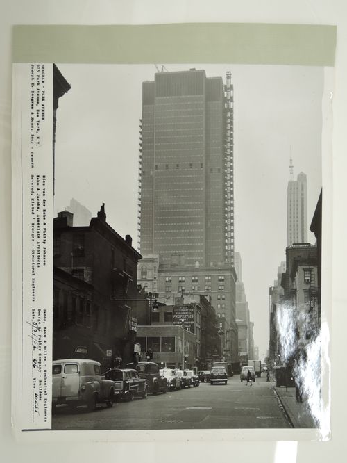 Seagram building under construction, 375 Park avenue, New York, N.Y., west view