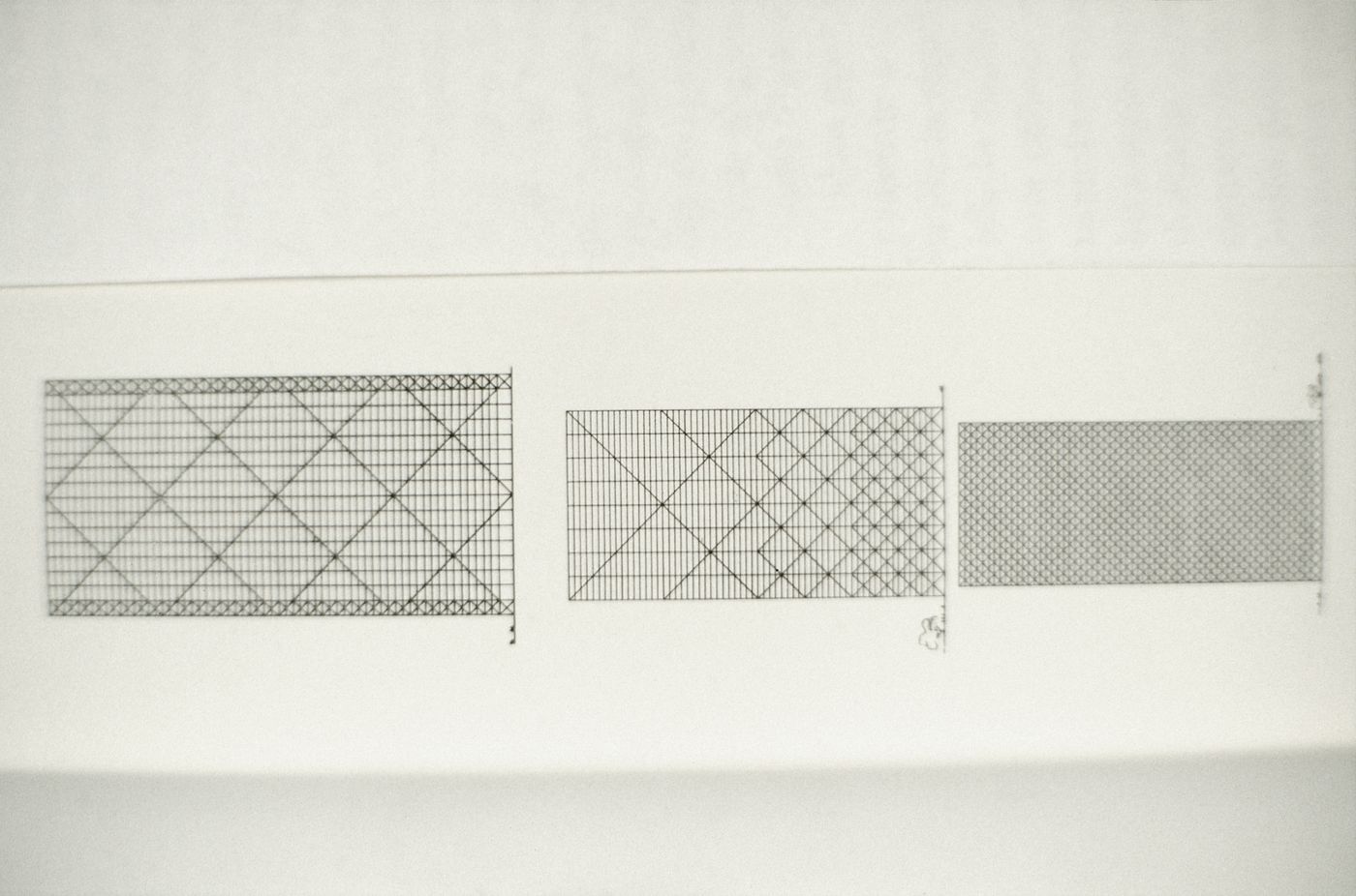 Slide with variations of steel patterns for the concrete skyscraper, by Myron Goldsmith