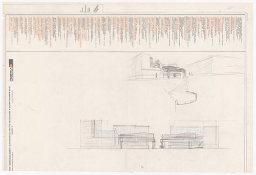 Sketch perspectives and sections for Banco Pinto & Sotto Mayor, Oliveira de Azeméis, Portugal