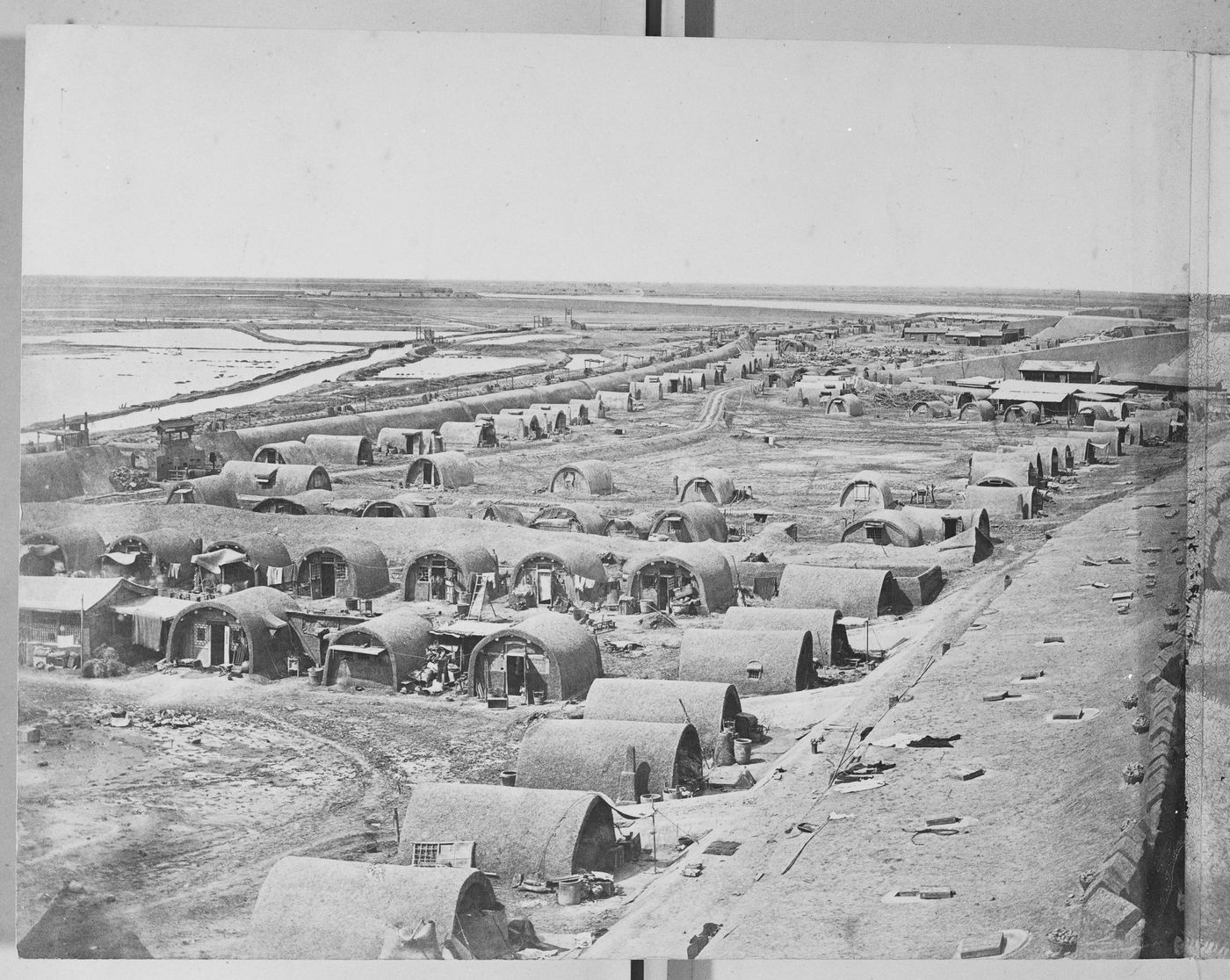 View showing part of the Great South Taku Fort and the Pei (now Hai) River delta, with the upper South Taku Fort and the Upper North Taku Fort in the background, Taku (now Dagu), near Tientsin (now Tianjin), China