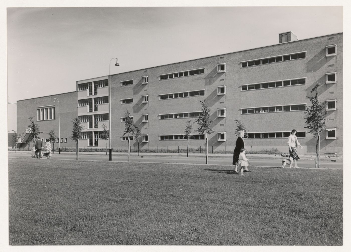 View of the rear façade of the Second Liberal Christian Lyceum, The Hague, Netherlands