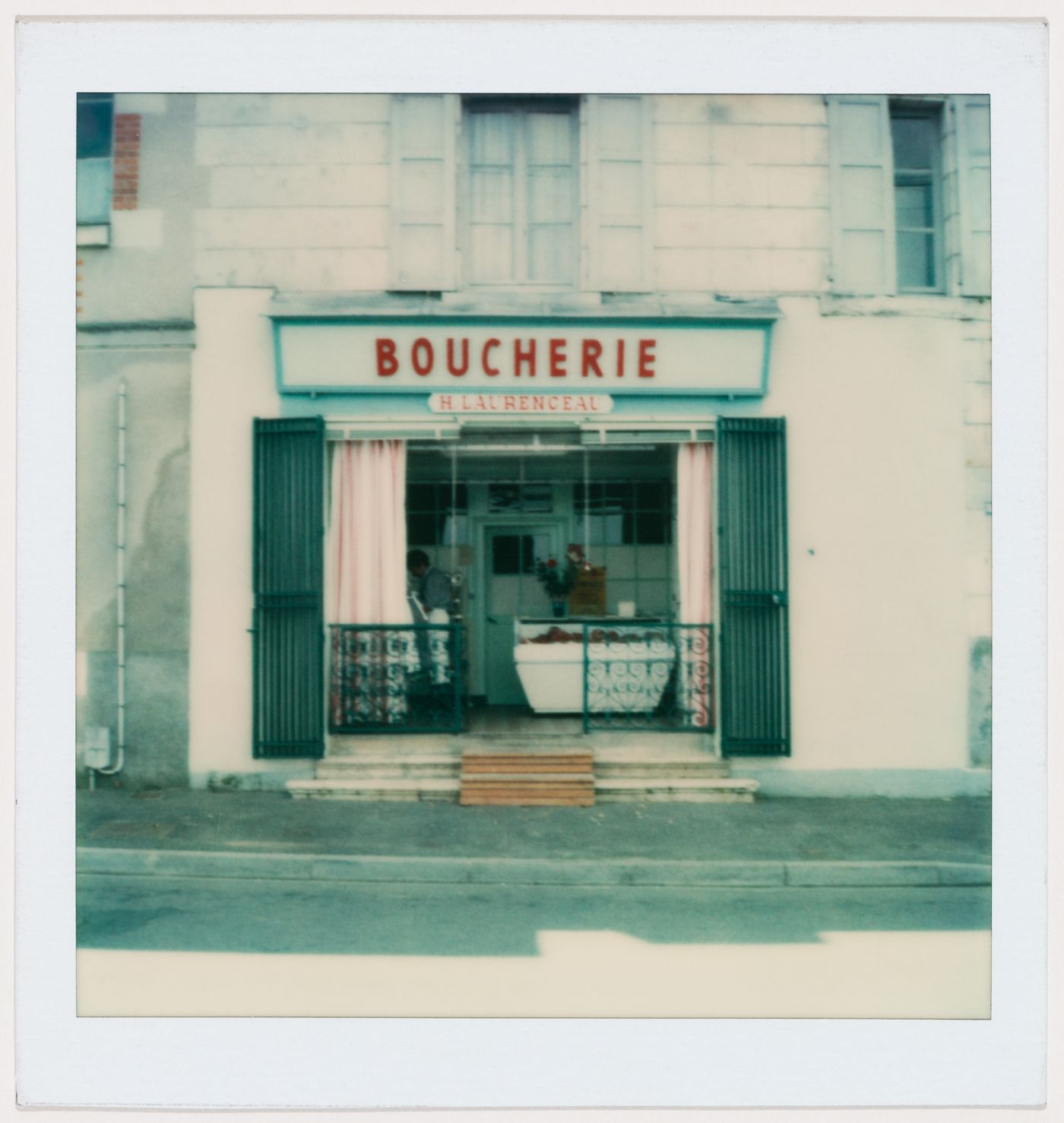 View of the facade of a butcher shop, France