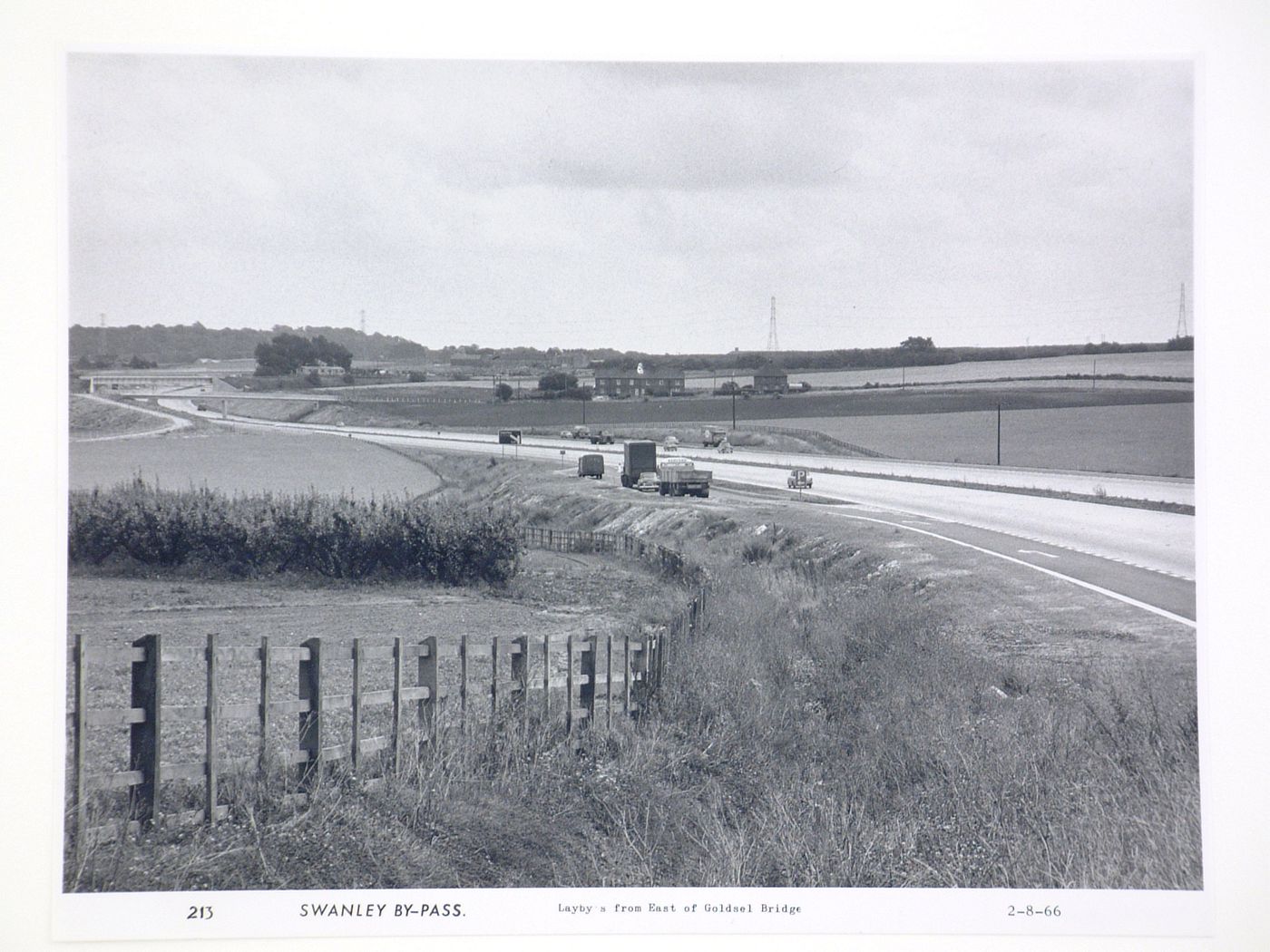 View of Layby's from east of Goldsel bridge, during construction of the Swanley Bypass, England