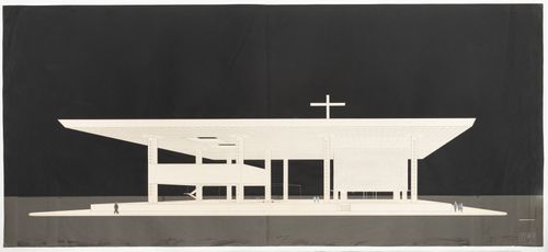 Collage of perspective drawing for Monumento en Berlín, Berlin, Germany