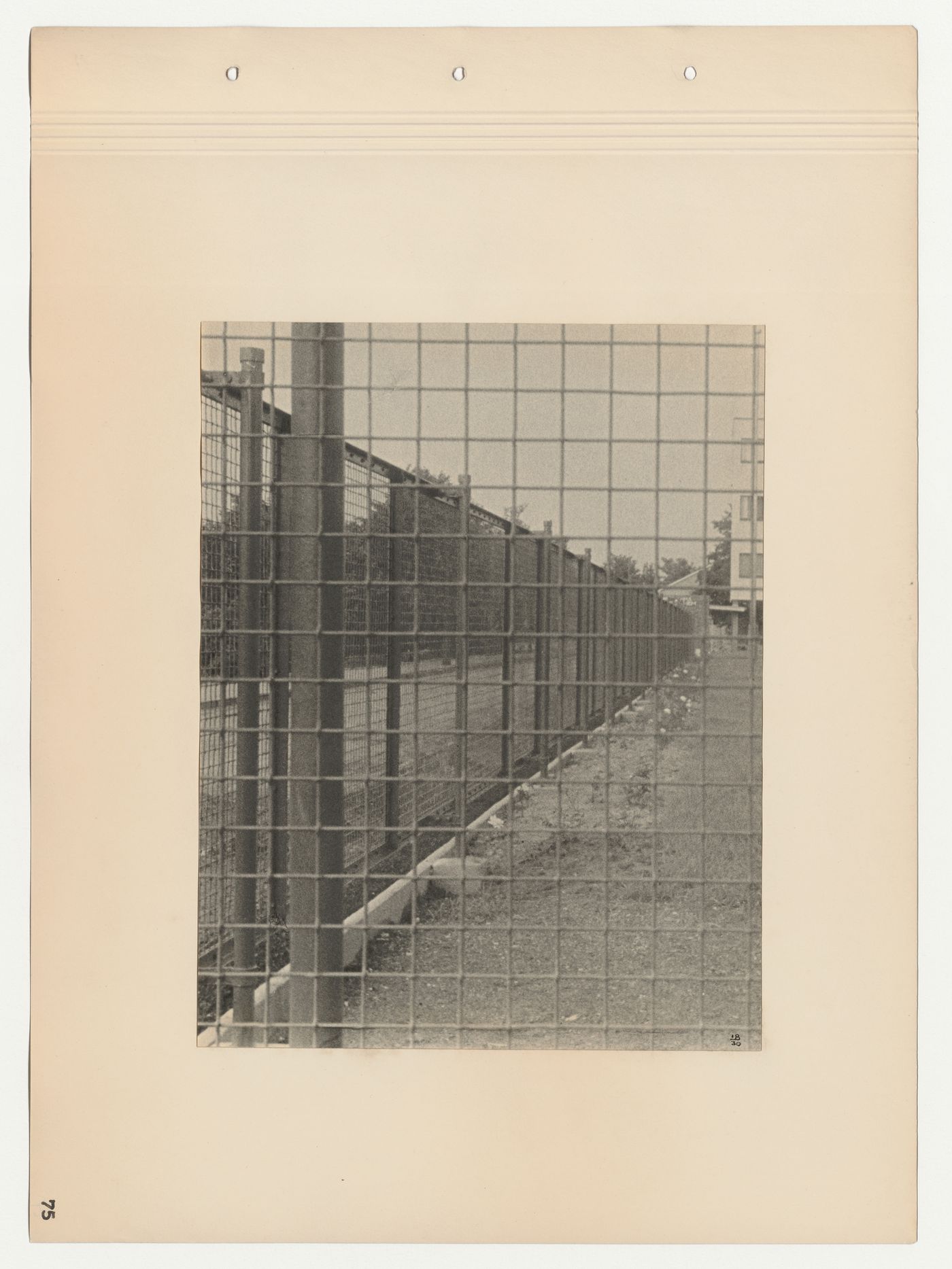 View of the chain link fence from inside the grounds, Budge Foundation Old People's Home, Frankfurt am Main, Germany