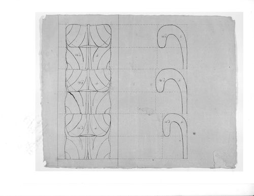 Front and lateral elevations for decorative details for the high altar for Notre-Dame de Montréal
