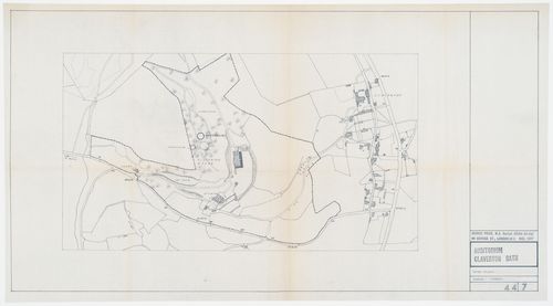 Site plan for an auditorium on the grounds of Claverton Manor, Bath, England
