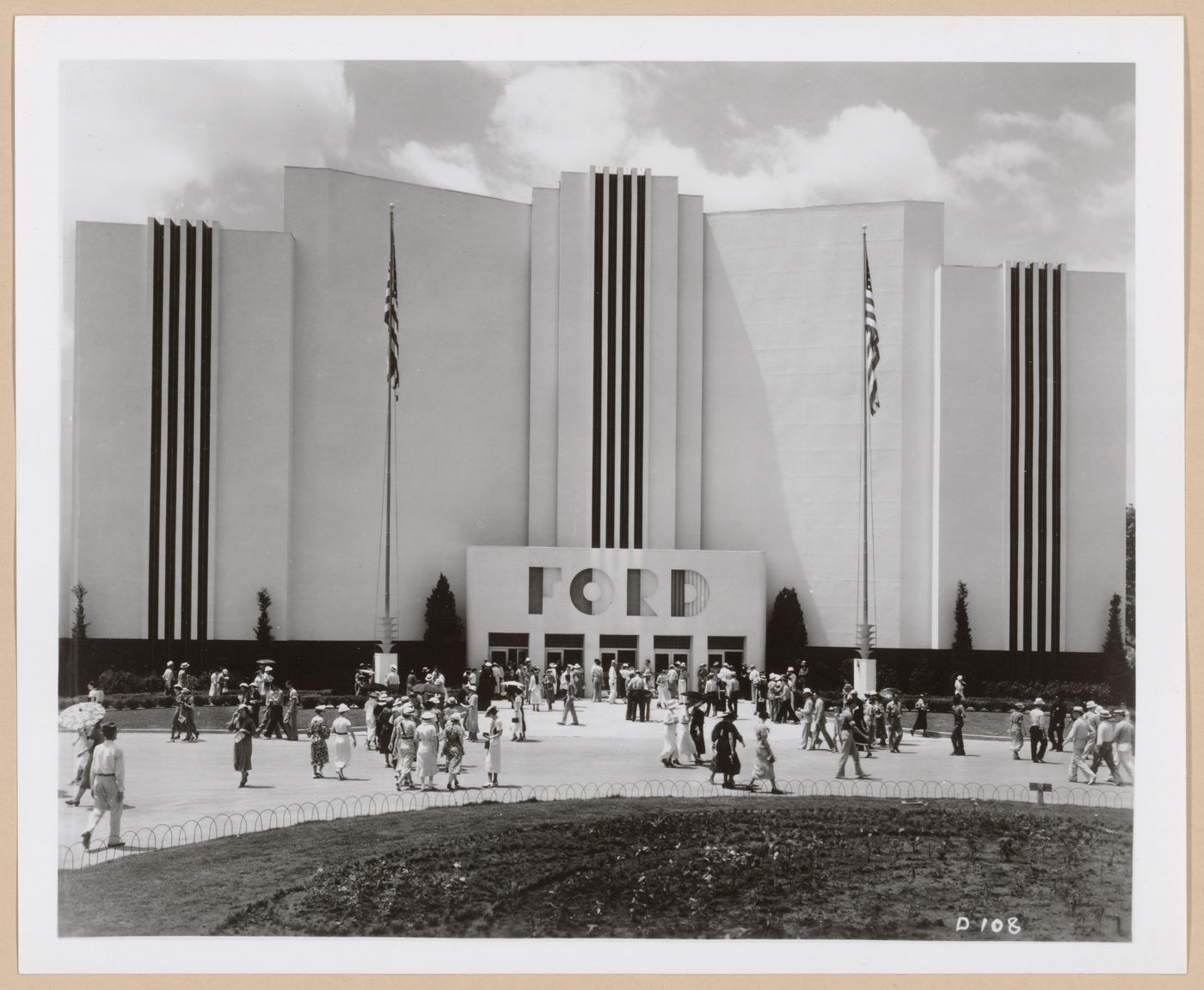 View of an entrance to the Ford Motor Company pavilion, 1939-1940 New York World's Fair, New York City, New York
