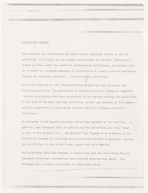 Description of exhibitions program