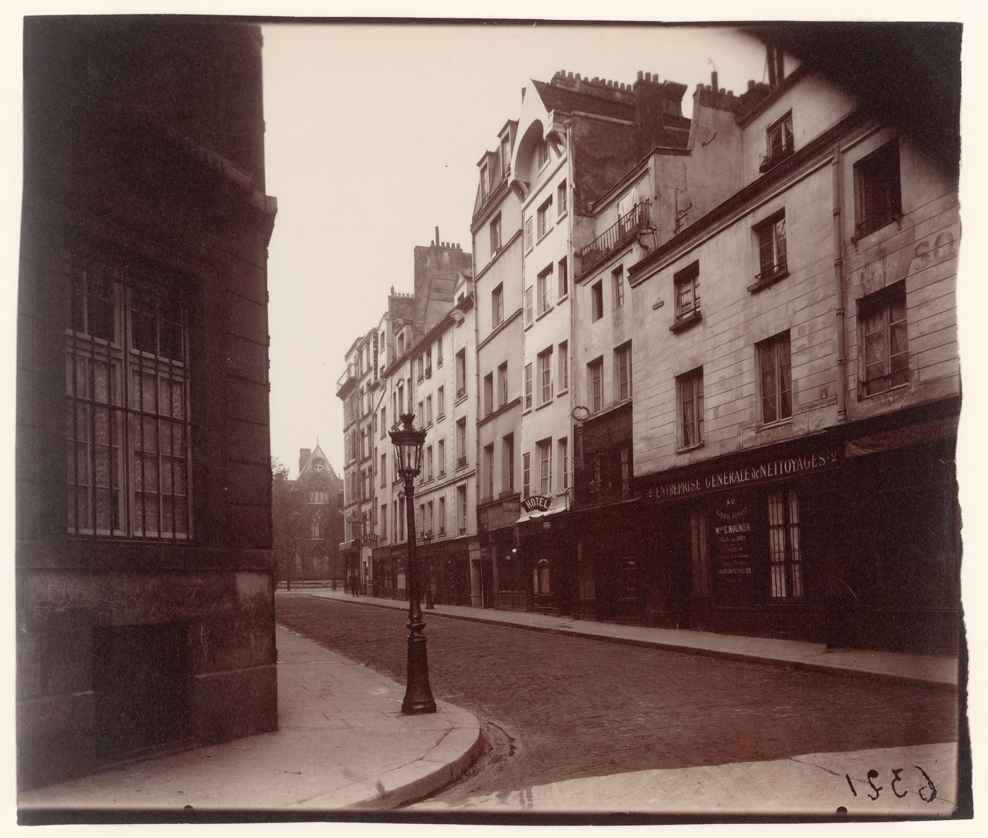 Rue Boutebrie view of street looking around the corner, Paris, France