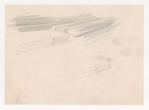 Bird's-eye perspective sketches for a Court House