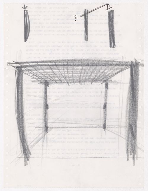 Sketch perspective and sketches for the E,D,E,N, Pavilion, Rheinfelden, Switzerland