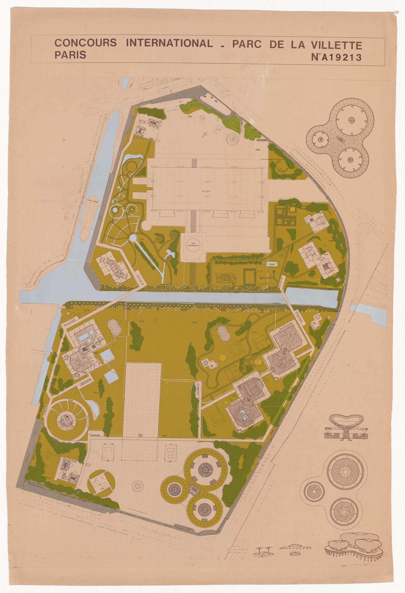 Site plan for Concurso Internacional Parc de la Villette, Paris, France