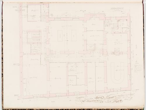 Plan for the "soubassement" of the "pavillon nord", Hôtel Sauvage, Paris