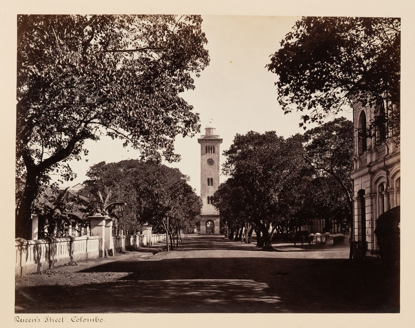 View of the clock tower and lighthouse, Colombo, Ceylon (now Sri Lanka)
