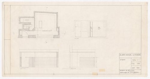 Plan, sections and elevation for Loja Marlã, Matosinhos, Portugal