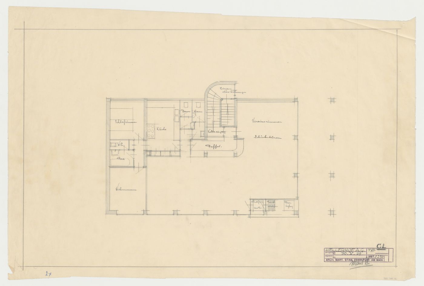 Ground floor plan for a type CL housing unit, Frankfurt am Main, Germany
