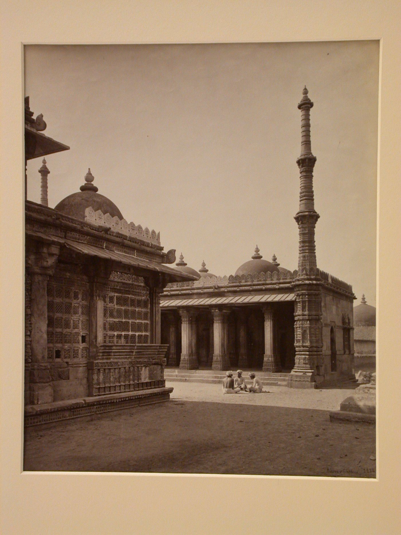 Partial view of the Rauza [tomb] on the left and Ranee Seeprika Masjid (also known as the Masjid-e-Nagira or Jewel of a Mosque) on the right, Ahmadabad, India