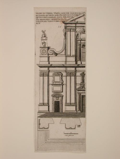 Half-plan and half-elevation of the façade of Santa Maria delle Lauretane, Rome