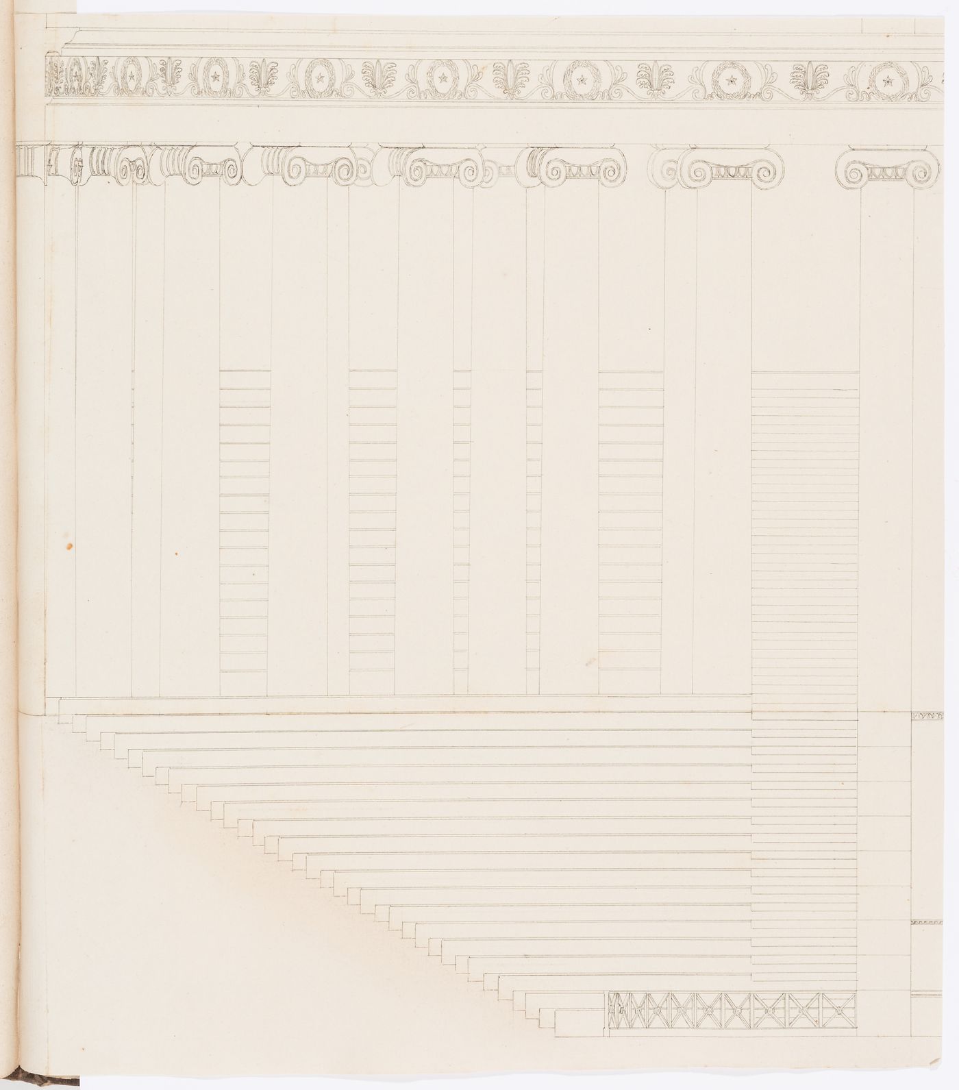 1800 Grand Prix Competition: Partial interior elevation for the theatre for an École nationale des beaux-arts
