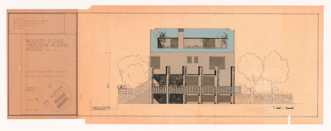 Elevation for Casa Antonielli, Pergine Valdarno, Italy