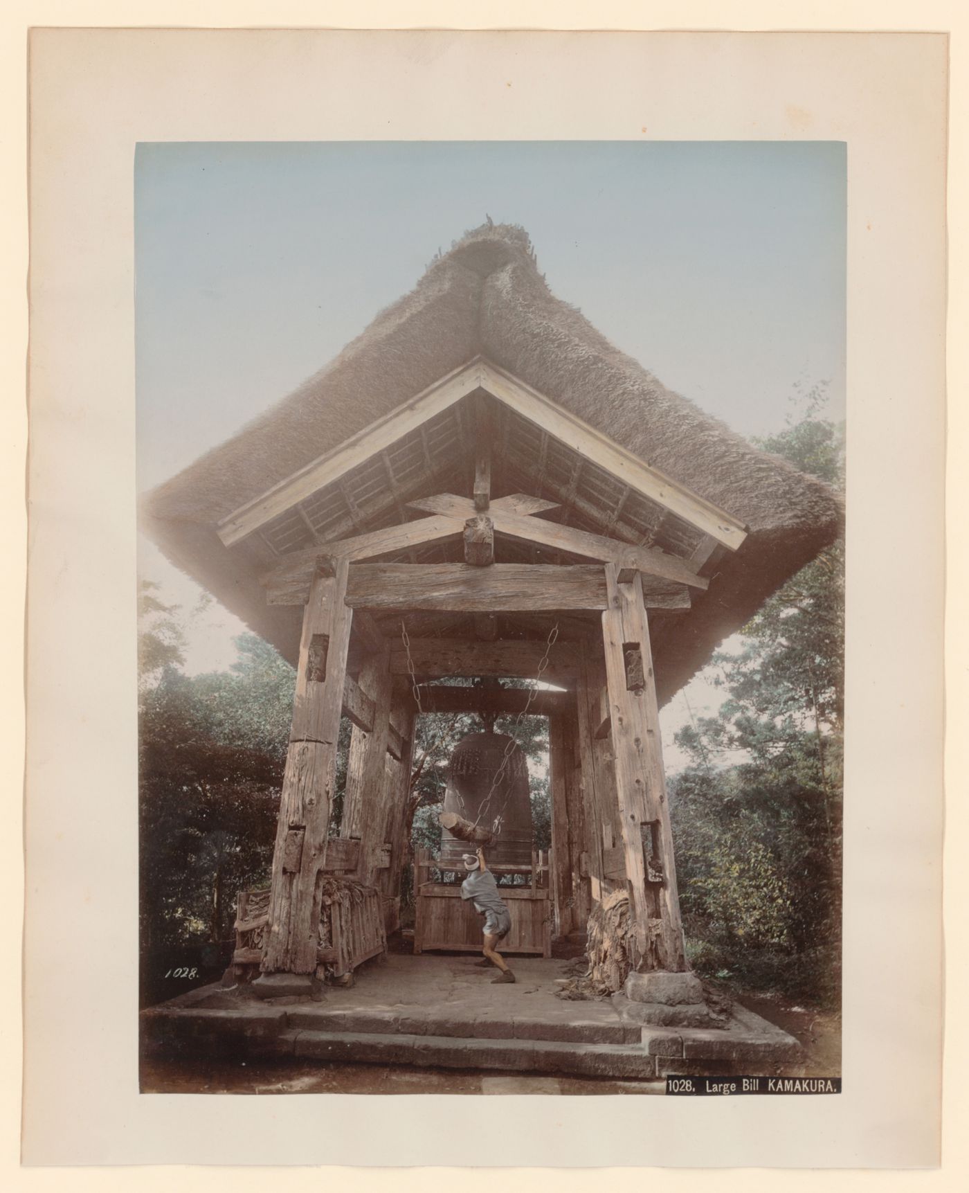 View of the shoro and bell at the Engakuji Temple complex, Kamakura, Japan