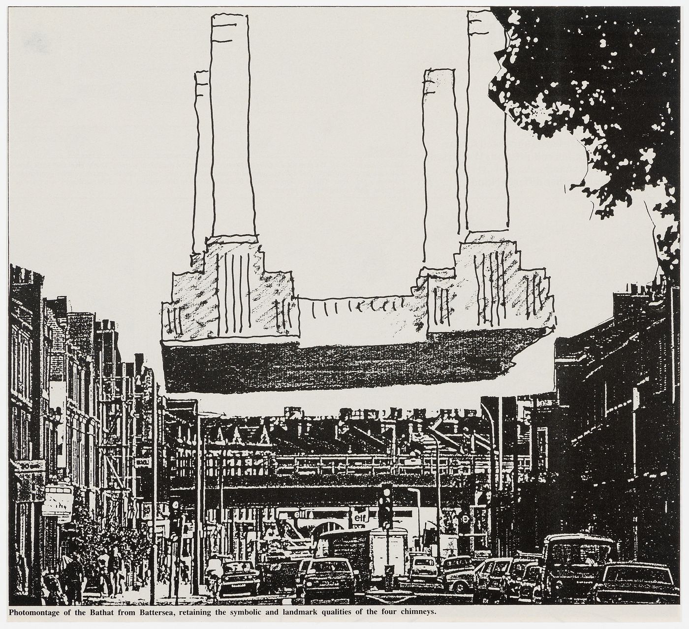 Photomontage of the Bathat from Battersea