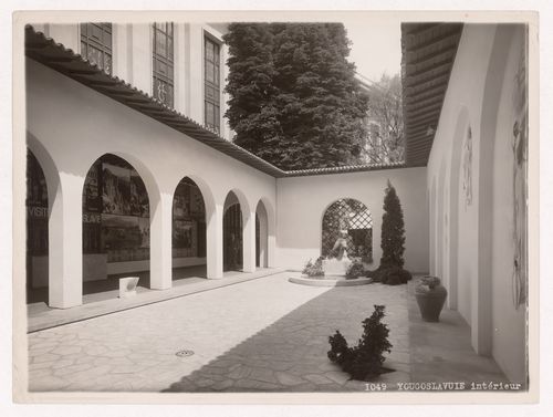 View of the courtyard of Yugoslavia's pavilion, 1937 Exposition internationale, Paris, France