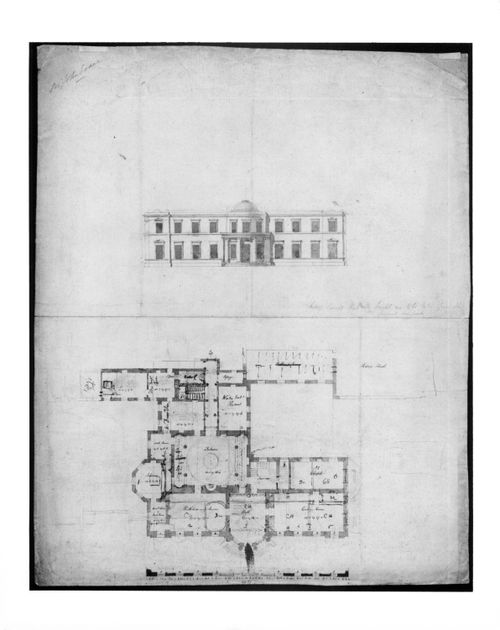 Plans and elevation for alterations to Hinton House, Hinton St. George, Somerset, England; Verso: Sketches of an arch