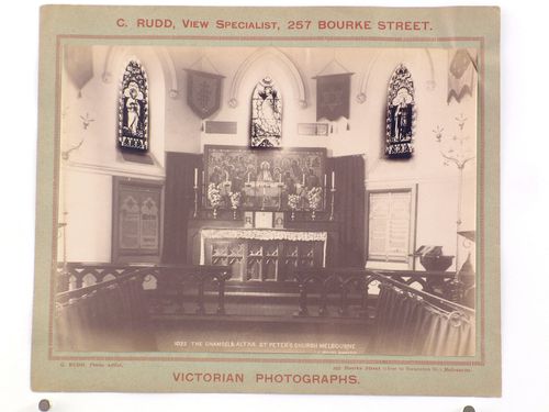 Interior view of the chancel and altar of St. Peter's Church, Melbourne, Australia