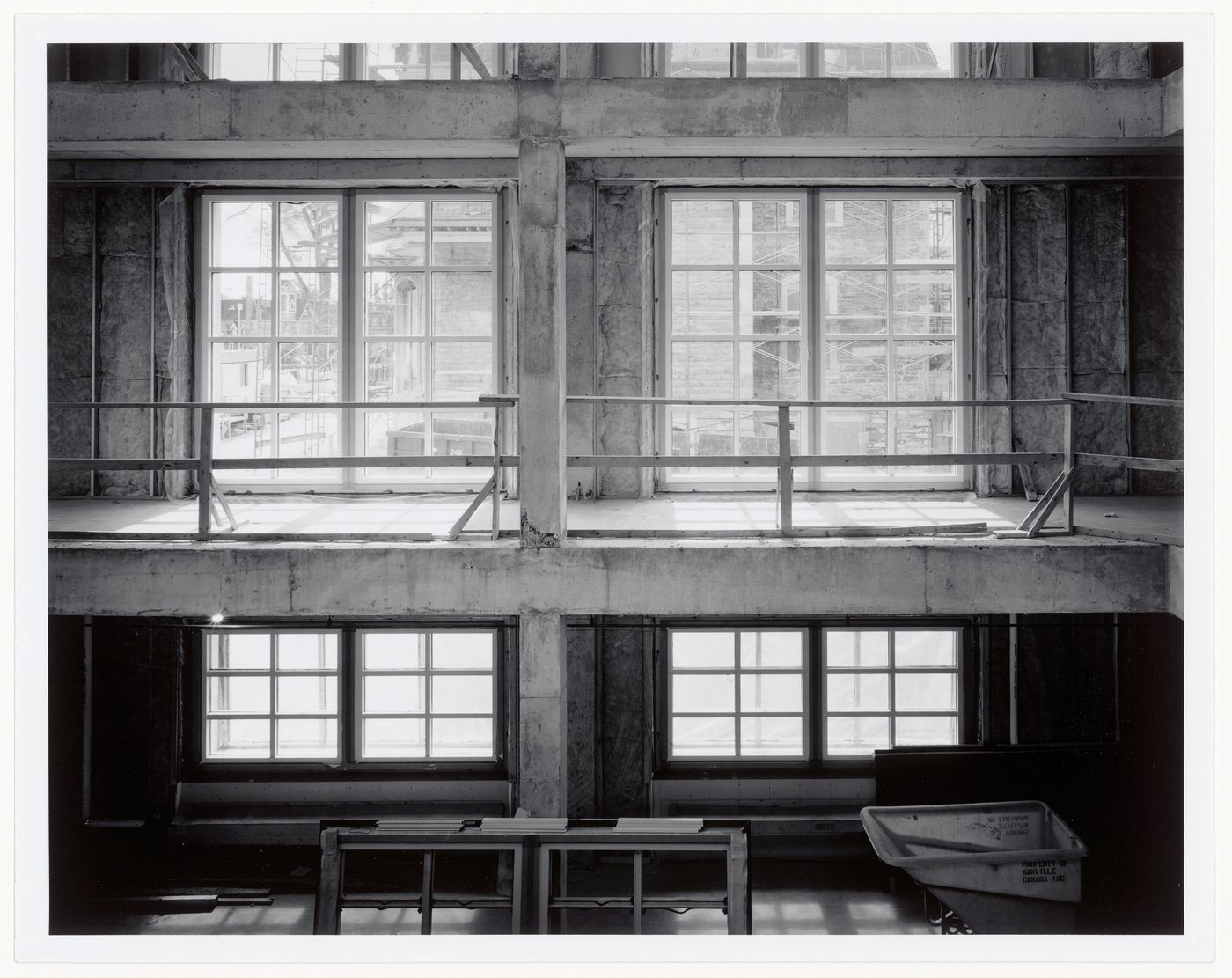 Interior view of the Alcan Wing from the east, Canadian Centre for Architecture under construction, Montréal, Québec