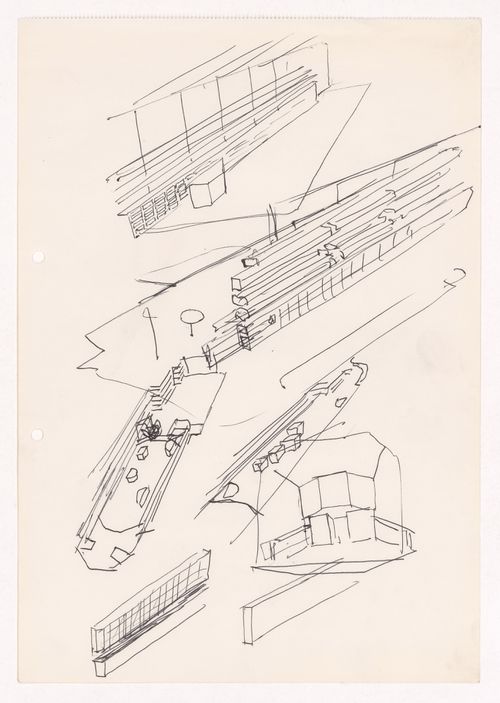 Sketch axonometric and perspective views for Loja Turquesa - Irmãos Campos Morais, Porto, Portugal
