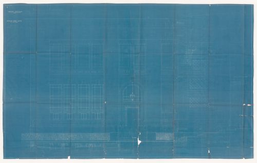 Élévation avec plan et coupe de l'entrée pour École des Arts de Montréal