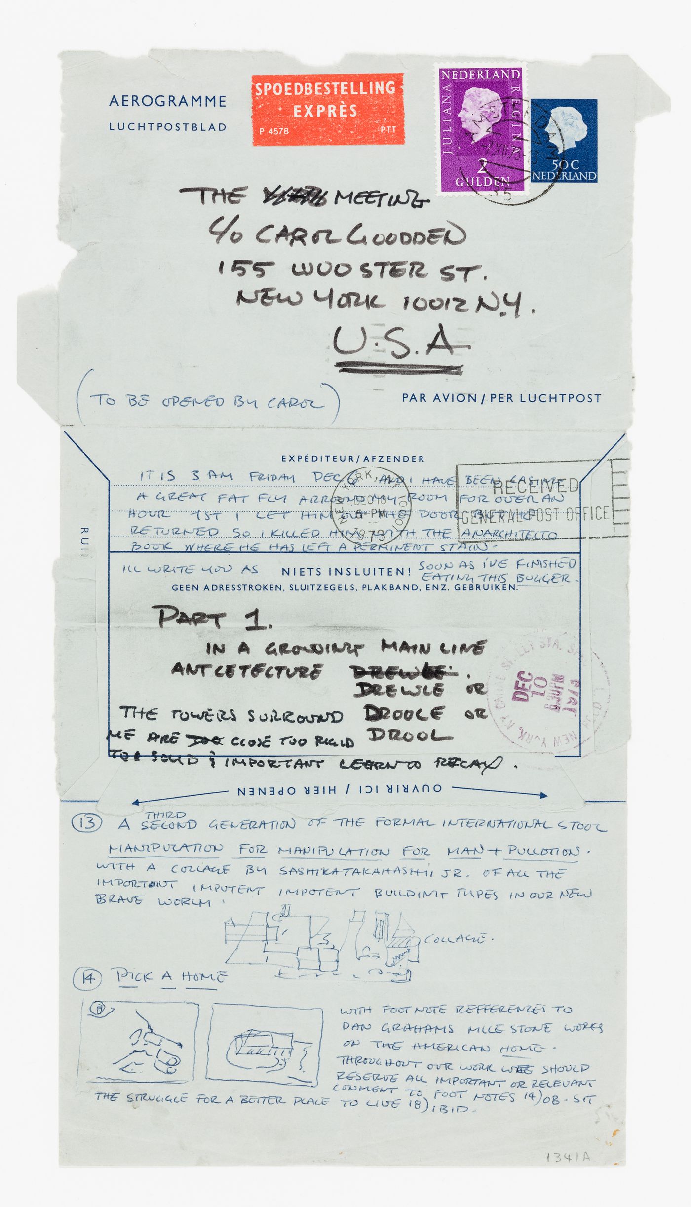 Letter from Gordon Matta-Clark to the Meeting