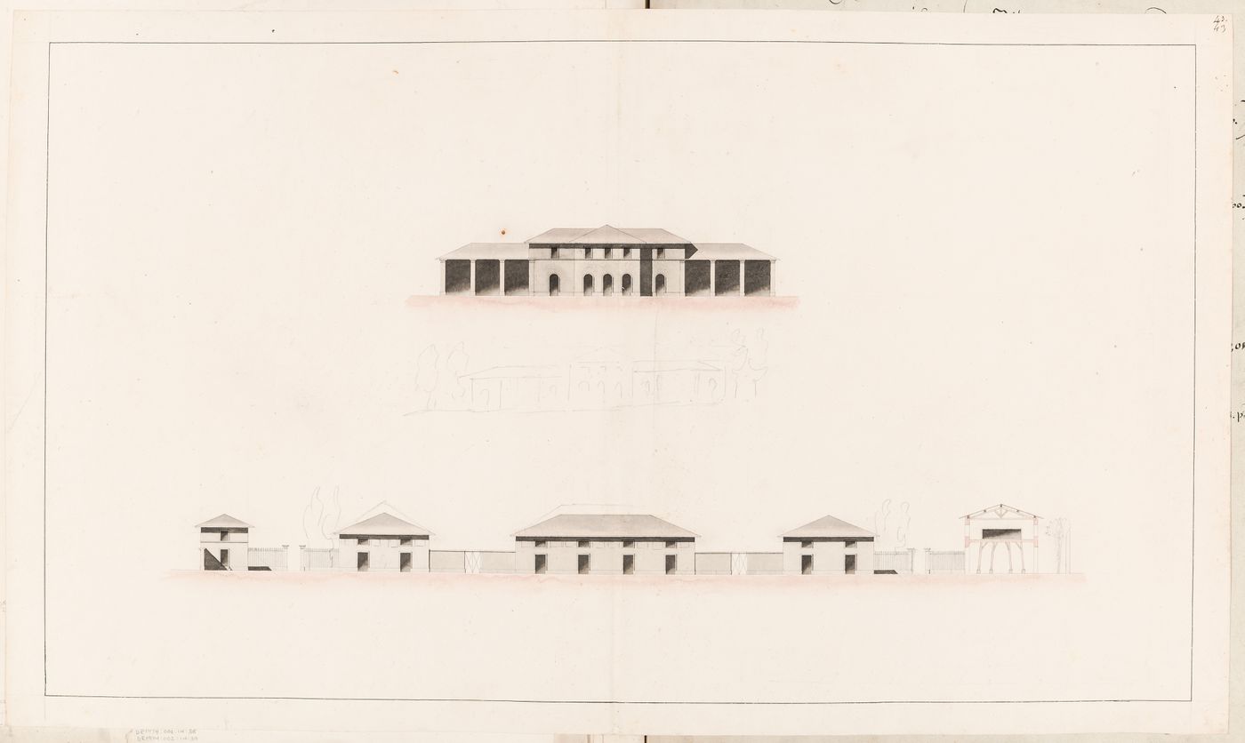 Elevation for interconnected buildings for an unidentified slaughterhouse