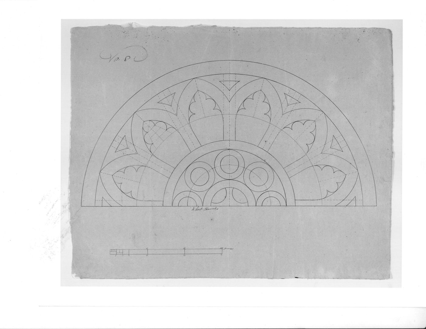 Elevation for a transom window for a side entrance for Notre-Dame de Montréal