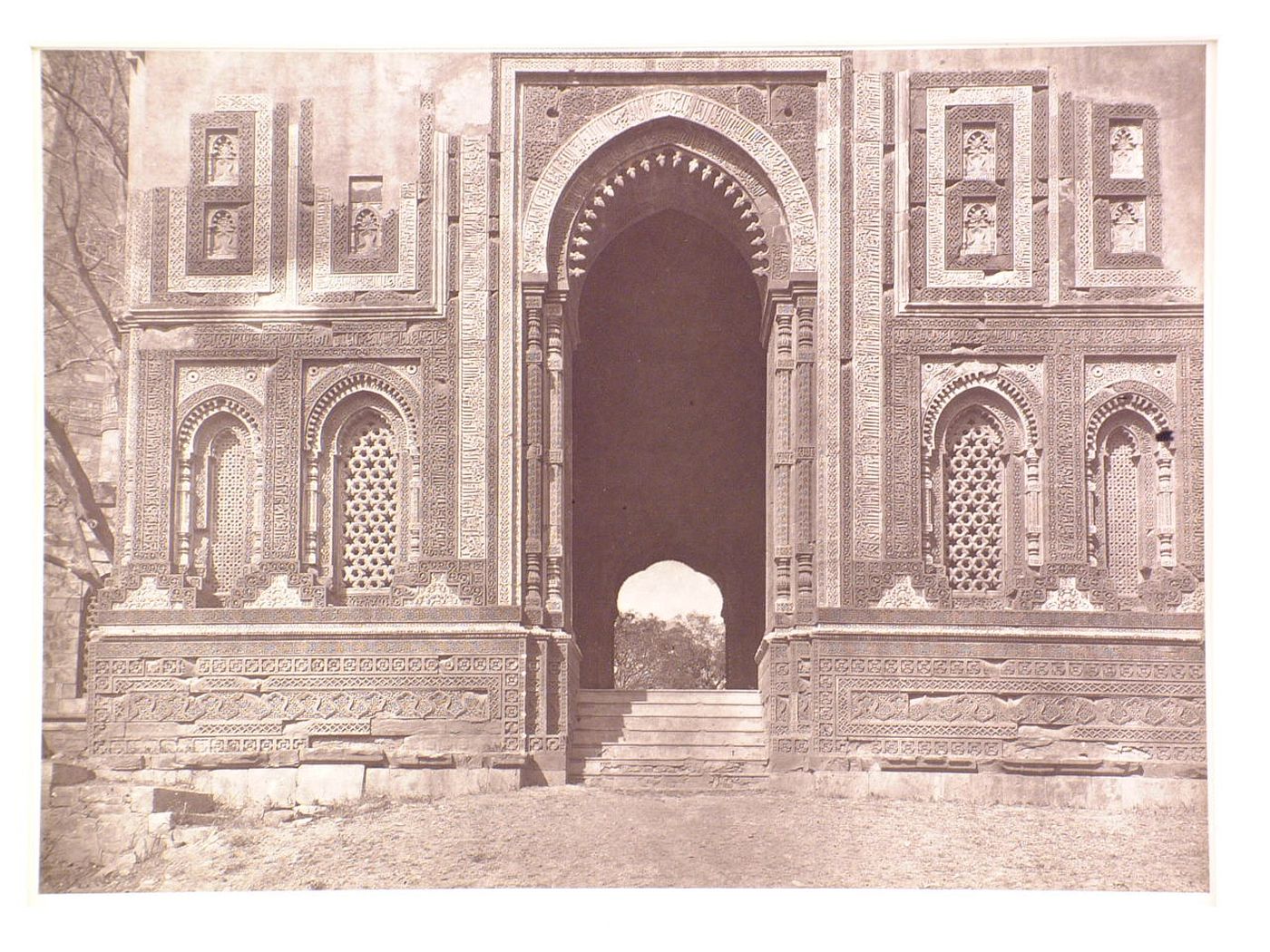 Partial view of the southern façade and entrance of the 'Ala'i Darvaza [Lofty Gate], Quwwat al-Islam [Might of Islam] Mosque Complex, Delhi, India