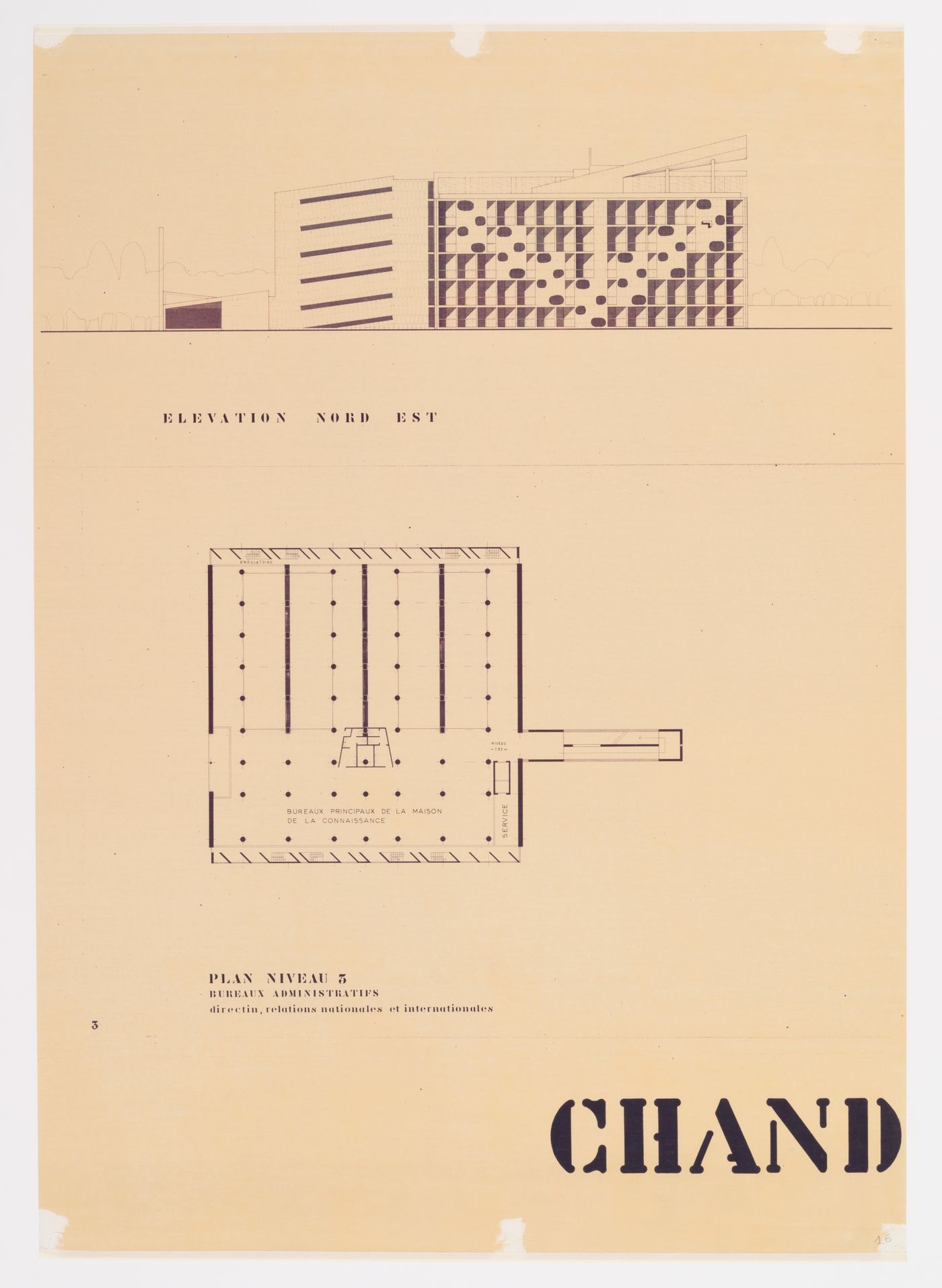 Presentation drawing for the Museum of Knowledge, Sector 1, in Chandigarh, India