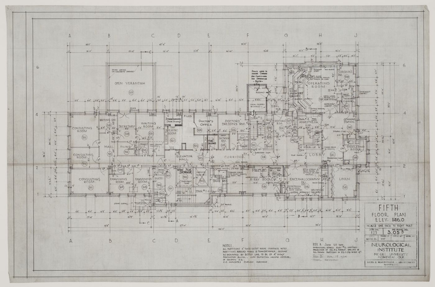 Montréal Neurological Institute, Montréal, Québec: fifth floor plan